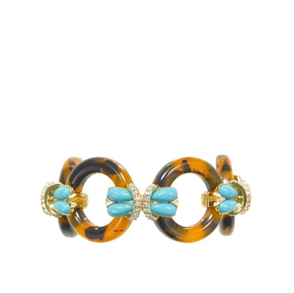 J. Crew Turquoise Tortoise Circle Link Bracelet - Picture 1 of 8
